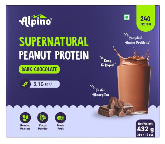 Supernatural Peanut Protein Powder Dark Chocolate – Roasted Peanuts, Cocoa Powder & Monk Fruit - 24g Protein, 5.1g BCAAs, No Added Sugar - World’s First Peanut Protein Isolate